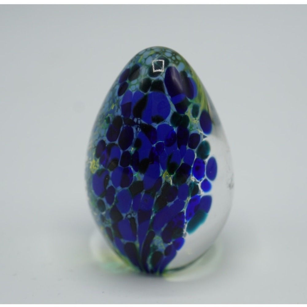 Glass Eye Studio Multicolor Iridescent Egg Shape Paperweight GES 2010 - Picture 2 of 5